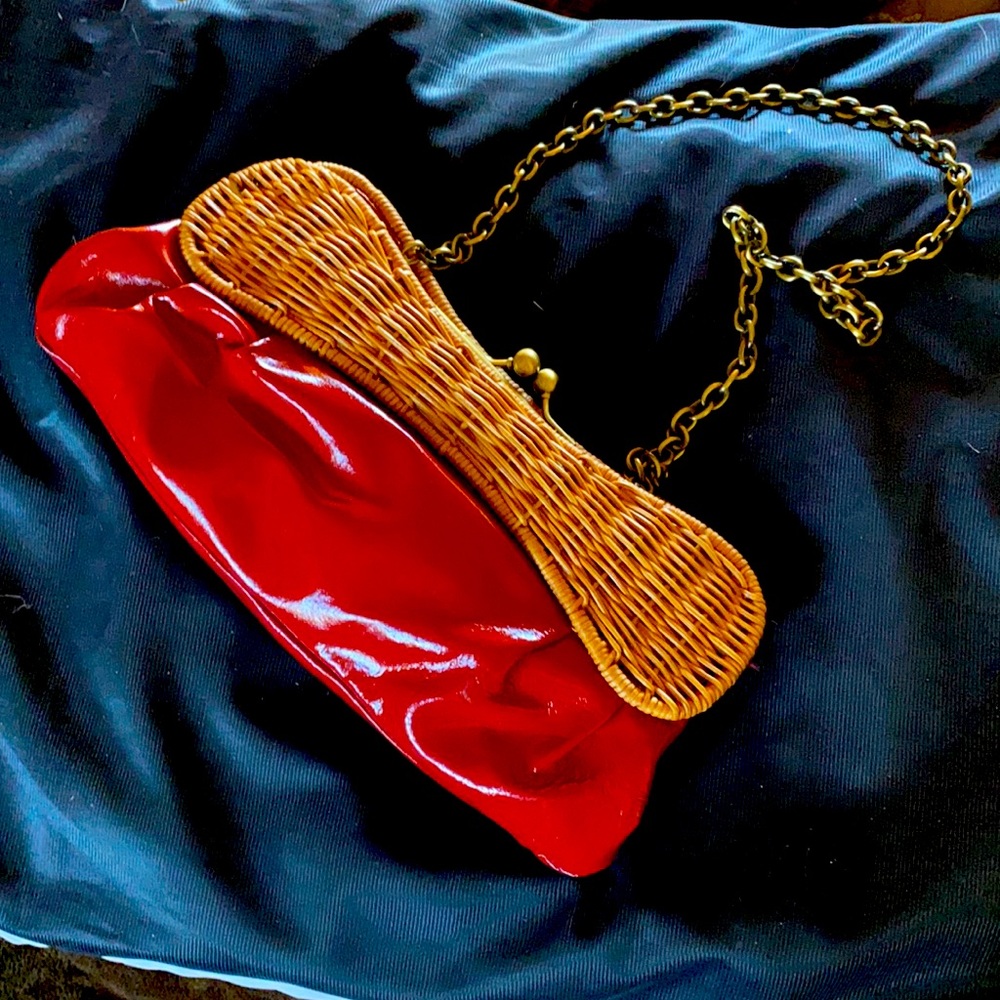 Darker red wicker purse by savoy